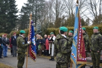 Memorial event at the cemetery (J. Otisk Jr. in the middle). Chaplain Jan Pacner's prayer