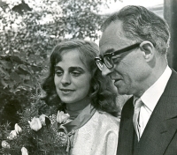 As a bride with her father Václav Renč, 1965