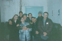 Farewell party for a friend who joined the army, early 2000s