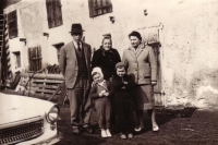 Petr and Růžena Trčkas, Karolina Trčková, children Eva and Jaroslava Trčková in Třebsko, 1964