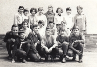 Students of the Kolinec Primary School, Alena Dixon (née Trčková) is second from right, middle row, June 1971