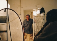 Jan Pfeiffer at the cage bed, from a photo shoot for Time magazine, 2000