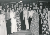 Jan Pfeiffer (third from left in the back row) at the graduation ball, 1976