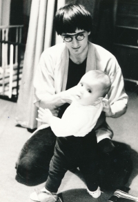 Jan Pfeiffer with daughter Kristýna, about 1981