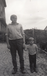 Josef Krupica with his son, 1970s