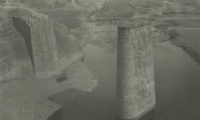 Road to Korea 1954, visible remains of the recent war, broken bridge