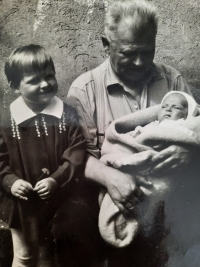 Adoptive father of the witnes with her daughters Zdeňka and Marie, early 1960s