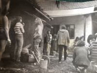 In the yard in Křepice, 1980s