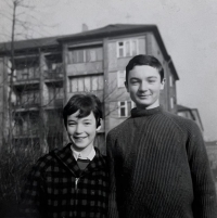 Zdenka Tichotová with her youngest brother Lubomir Tosek at Solidarity, Prague 10, 1960s