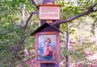 The original picture of the Virgin Mary together with information on the place of refuge of the citizens during the World War II. Situiation around the year 2000