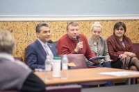 Na tiskové konferenci s Lvem Shlosbergem, Pskov, 2015