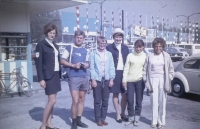 Irena Tichá (with a hat) at the Summer Olympics in Mexico, 1968