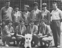 Irena Tichá (second from right below) at the Spartakiada tournament, where she and her teammates won second place, Jablonec nad Nisou, 1965