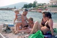 Zdenka Tichotova (right) with her children and father Vladimir Tosek in Yugoslavia, 1981