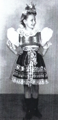 Zuzana Justman wearing a folk costume, before WWII