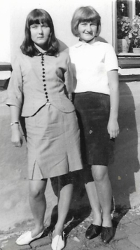 Danuše Brůhová with a friend (9th grade), 1965