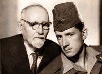 Daniel Malyk in Czechoslovak People's Army soldier's uniform with his father (1962)