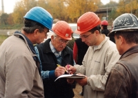 Daniel Malyk (centre) in his lifelong profession as a construction manager