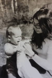 Pavla Erbanová with her son, 1970s