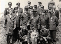 Andělín Kvapil (in the middle of the photo) in a formal uniform from the time when he was a volunteer fireman in Studénka, ca. 1970s