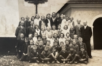 František Randa in a class photo from the municipal school in Mladé Bříště