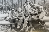 František Randa with his future wife at work in the forest