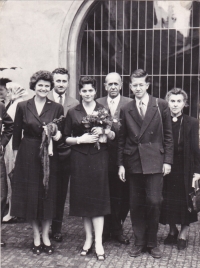 Graduation Ceremony of Antonín´s sister 1960/61 - from the left: Ludmila (mother), Jiří Svojsík (uncle), Ludmila (sister), Vojtěch (father), Antonín and Julie Svojsíková (grandmother)