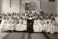 Jana Kautská at the school of nuns on náměstí Míru, Prague, 1949