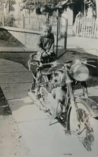 On his father's motorbike, Derventa, 1970