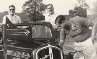 Mother and father in father's new Škoda Popular, 1947