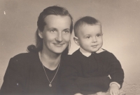 Karel Petrlík with his mother Jiřina Petrlíková, 1951