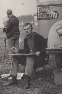 Photograph of Petr Langr from the time of his studies with the academic painter František Vincenc Danihelka, 1963