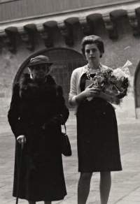 With her mother at graduation, Karolinum, 22 December 1961