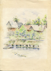 The raft in Karolinka became a model for a drawing by Karel Dolejší