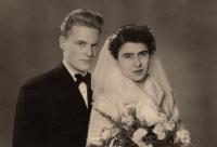 Jarmila Jelínková as a bride at her wedding with her husband