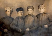 Father Dmytro Chakyr, right, with his front-line comrades, 1945