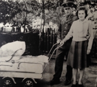 Visiting Kolšov with his first-born son Jaroslav, 1961