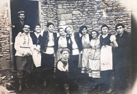 Lidia Chakyr, 2nd from right, with a dance group of the Sarata House of Culture, 1960