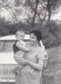 With mother, 1969