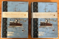 Covers of two volumes of the book Journey Around the World, illustrated and made with J. Kořenský by the uncle of the witness Karel Řezníček