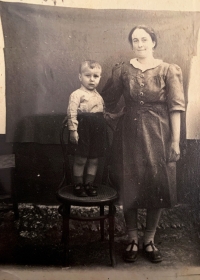 Dmitro Terzi with his mother. Vynohradivka village, Odesa region, 1948