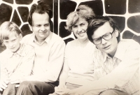 Witness with his family: from left: son Pavel, Zdeněk Cimpl, future second wife Milada and her son Zdeněk Žalý around 1976