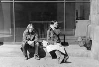 On Old Town Square in Prague, Vladimir Lichtenberk on the left, 1982