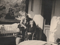 Jana Kautská with her father and grandmother, Hrubá Skála, 1940s