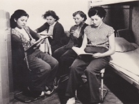 Years of apprenticeship at a boarding school. Vlastimila Málková, second from right