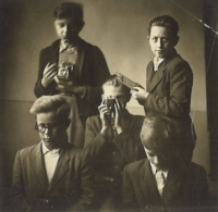 Alois Volkman (top left) with friends, ca. 1948