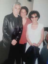 With her brother Janis and his wife Lenka after their return to Greece (right) in the 1990s