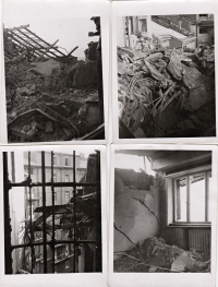 Apartment of the Polášek family on the Prague embankment after the bomb hit, 14 February 1945