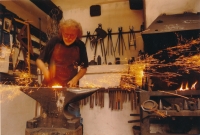 Petr Císařovský at work in the blacksmith´s workshop, Olešno, 2015