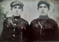 Father Ourania Michalis Papadoupoulos (left) with his brother Themistocles during World War II